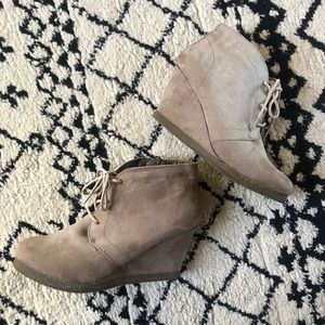 Merona Tan Suede Wedge Booties
